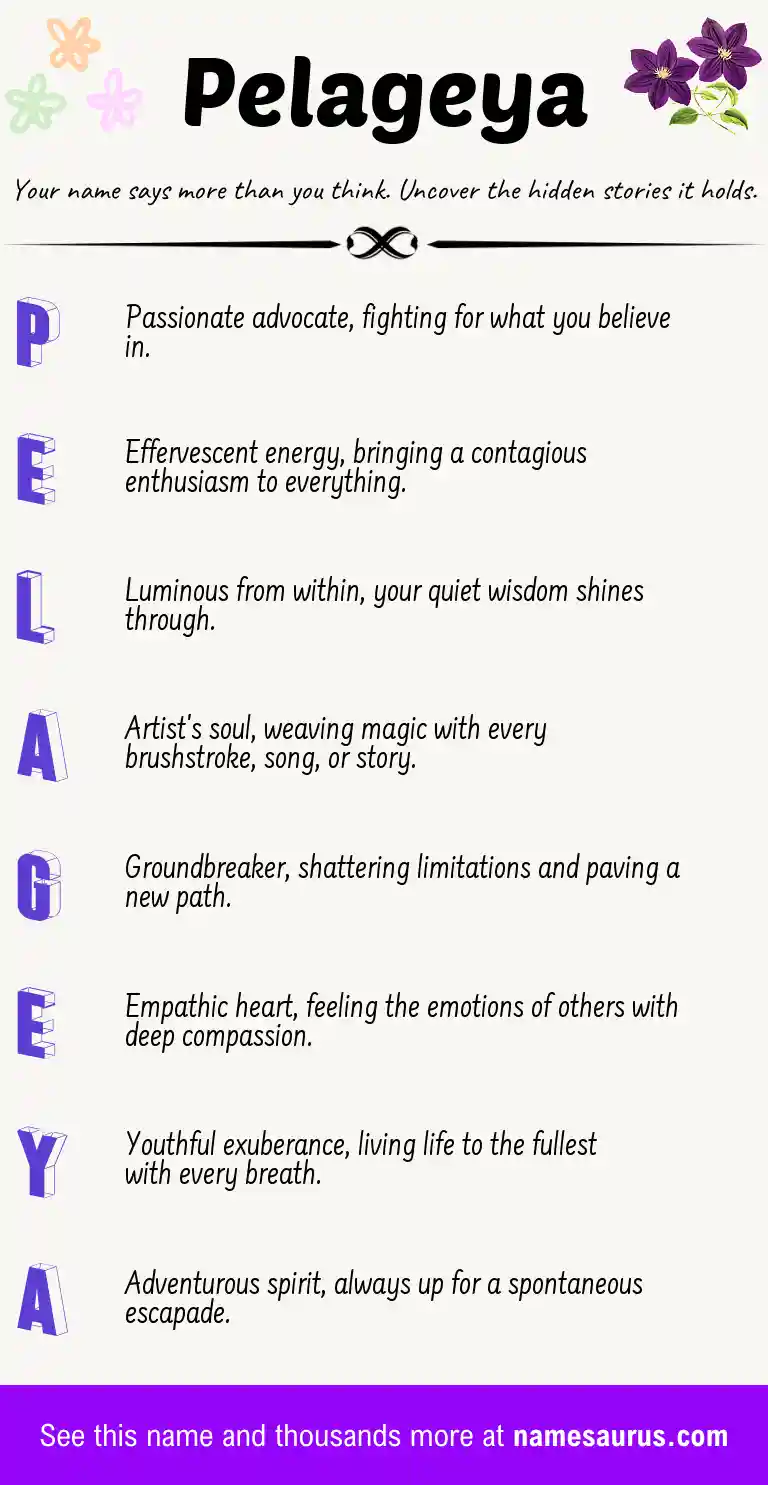 Acrostic poem about Pelageya.