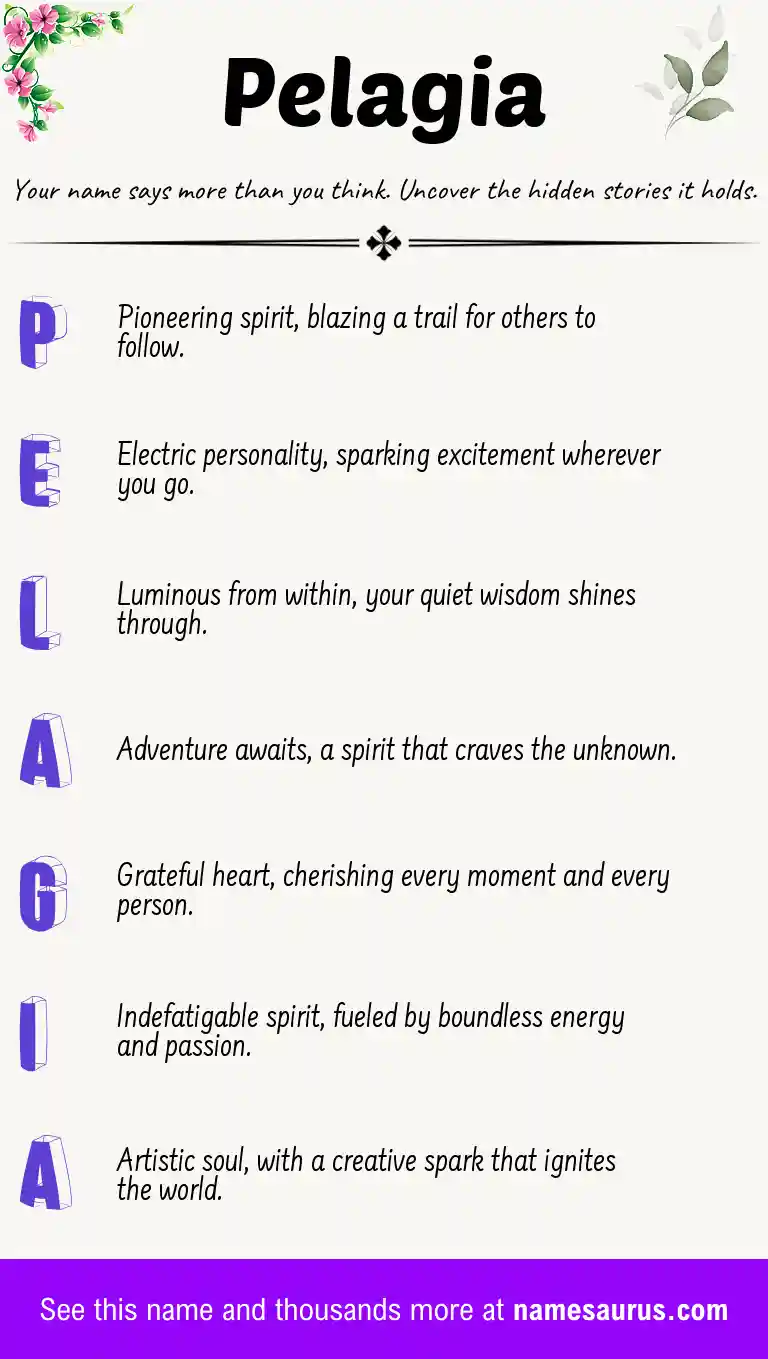Acrostic poem about Pelagia.