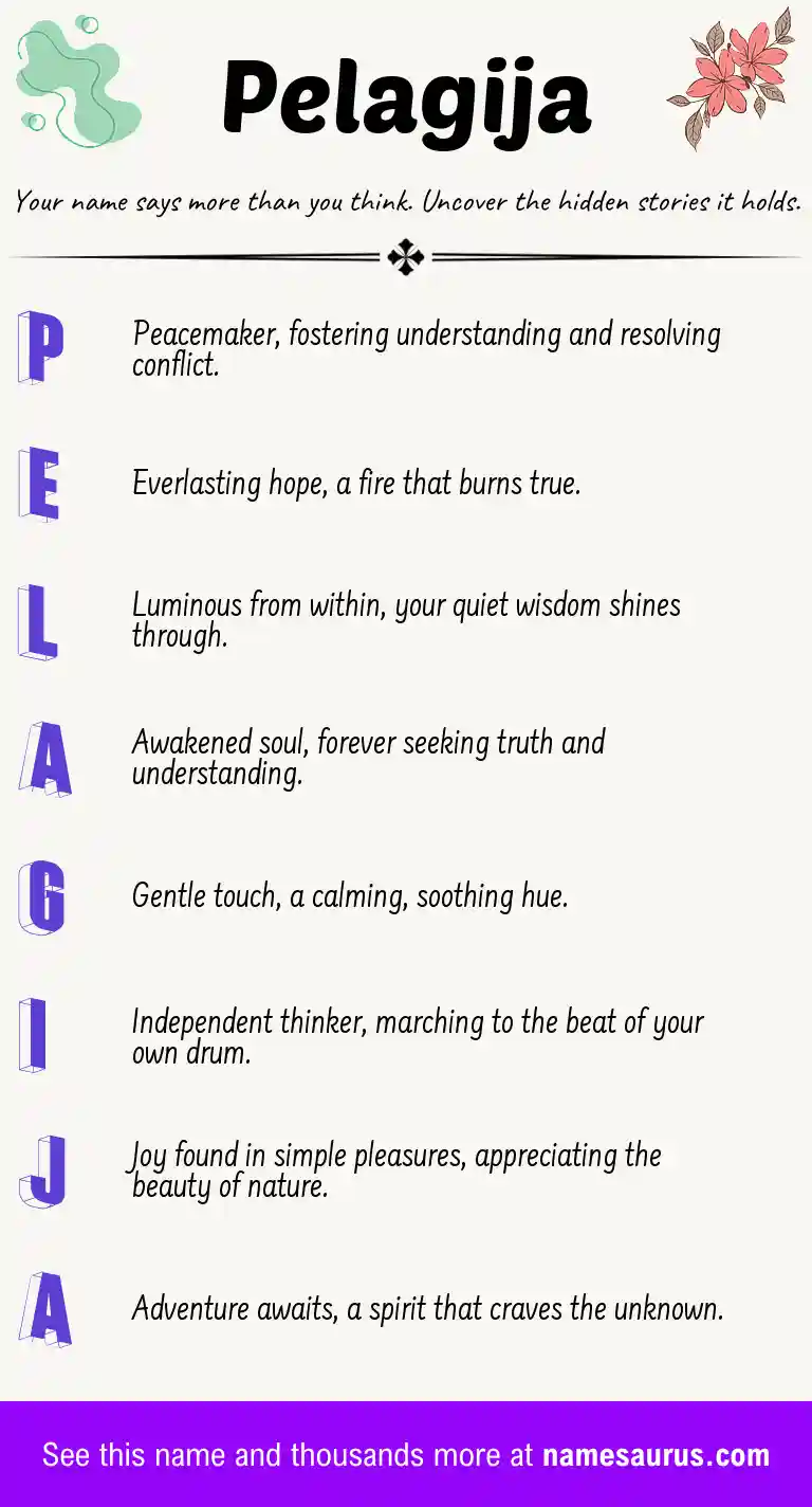 Acrostic poem about Pelagija.