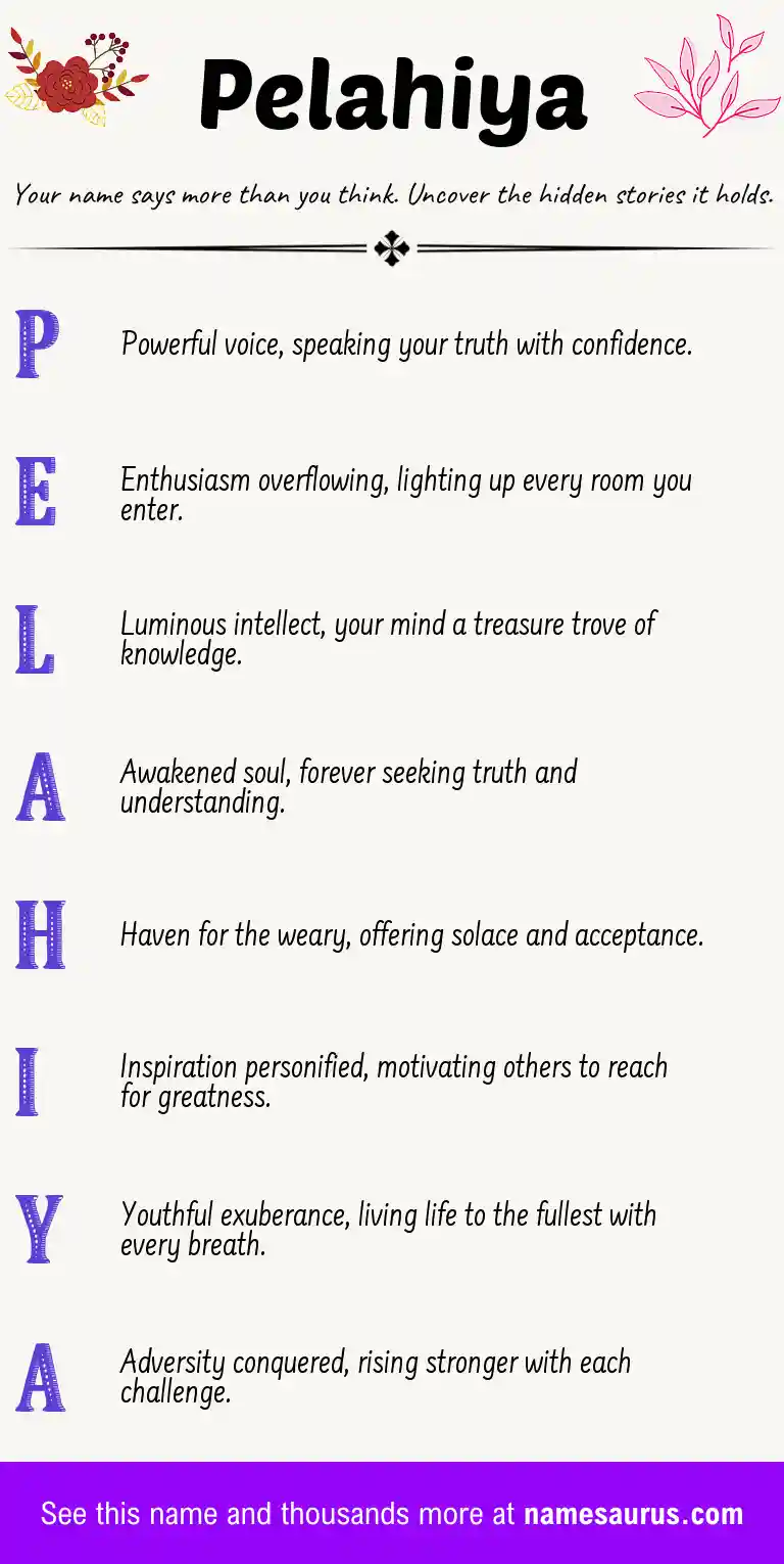 Acrostic poem about Pelahiya.