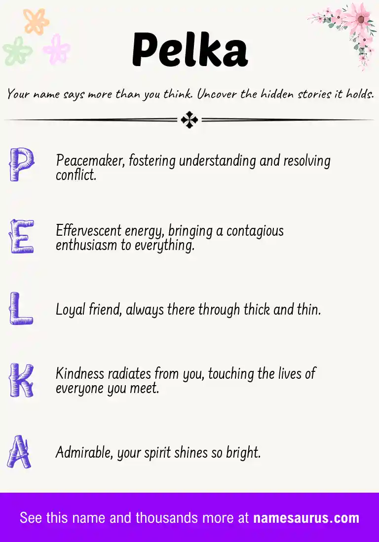Acrostic poem about Pelka.