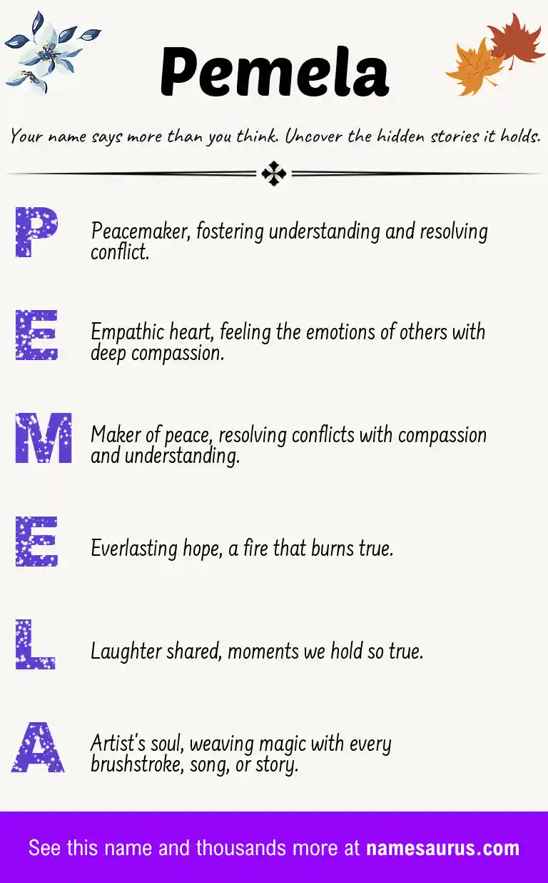 Acrostic poem about Pemela.