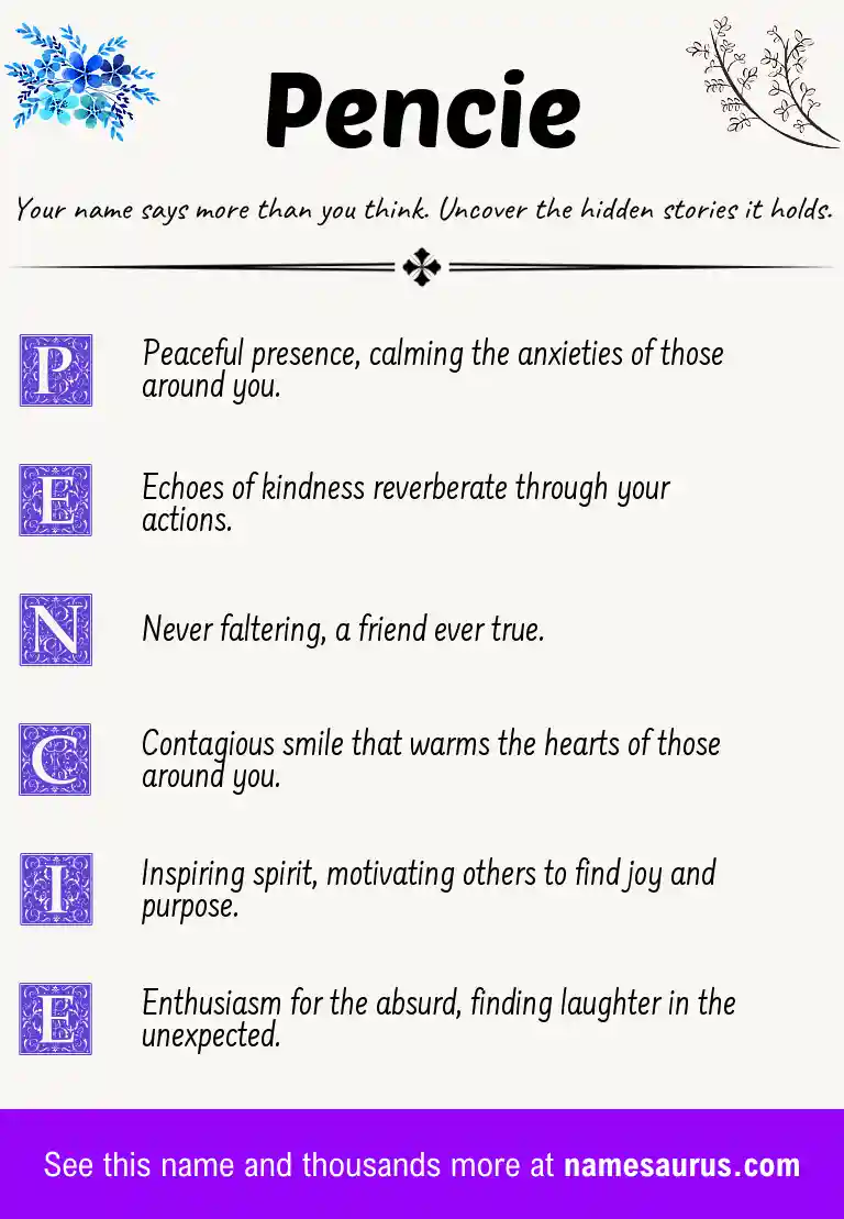 Acrostic poem about Pencie.