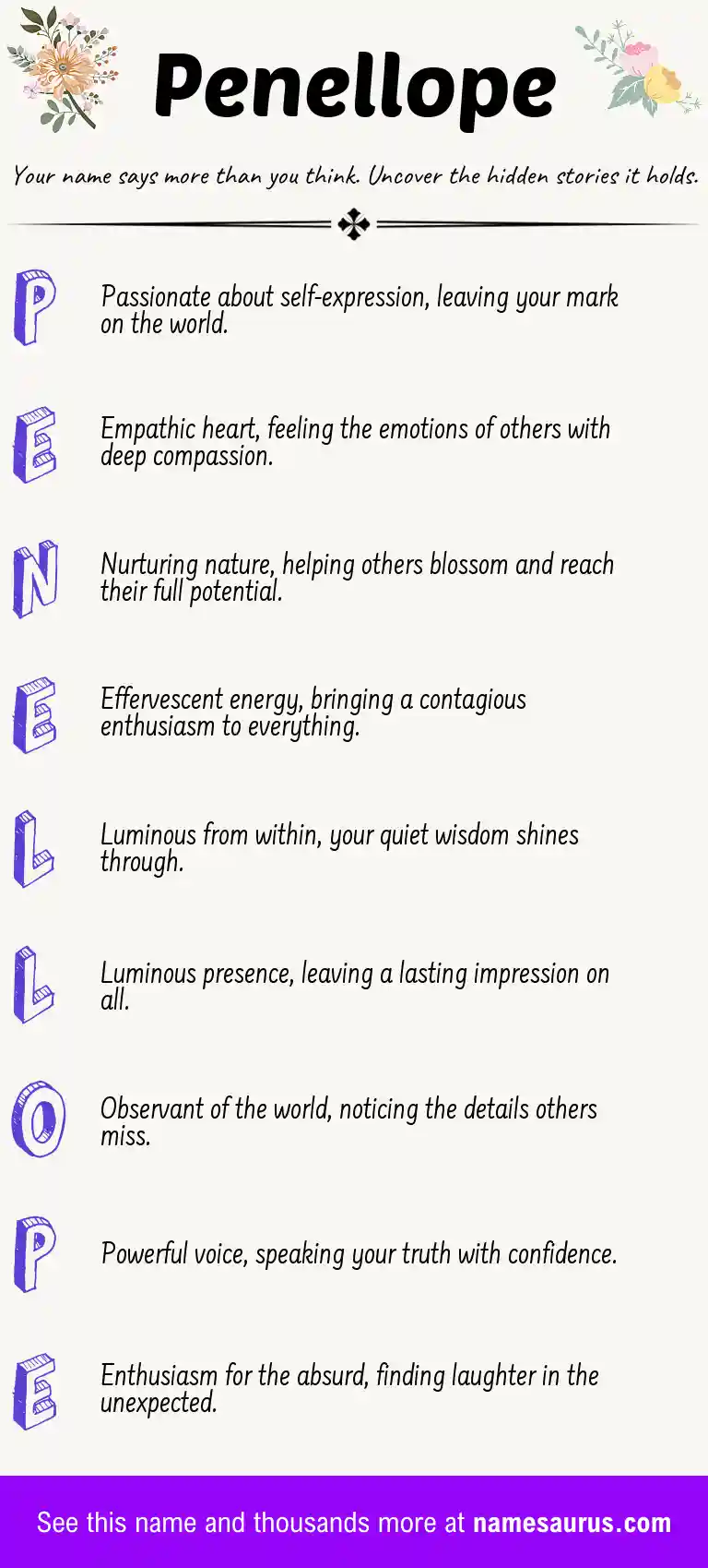 Acrostic poem about Penellope.