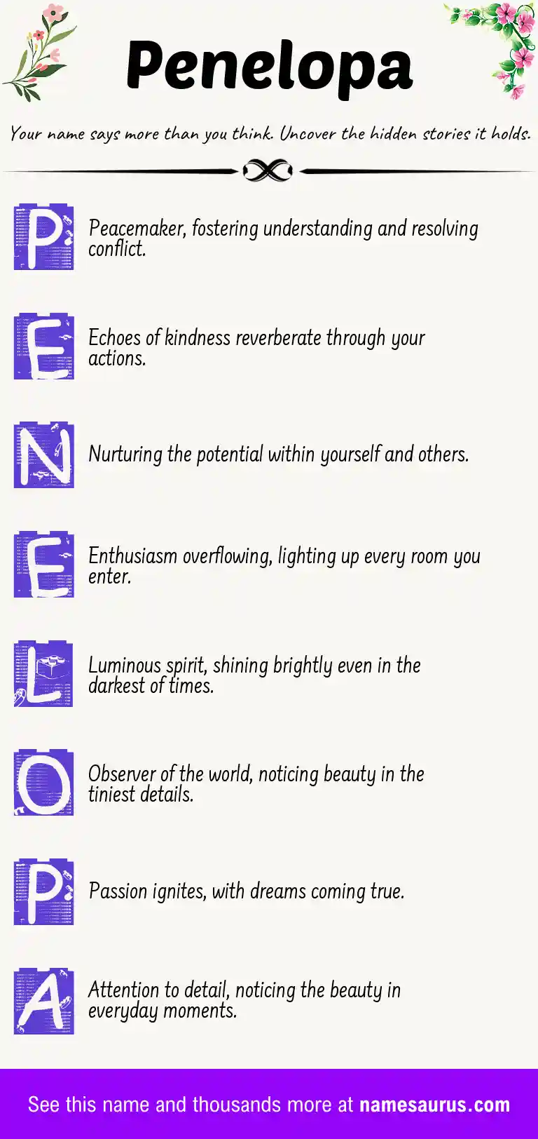 Acrostic poem about Penelopa.