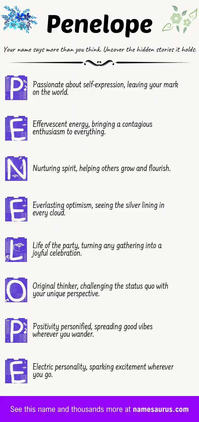 Acrostic poem about Penelope.