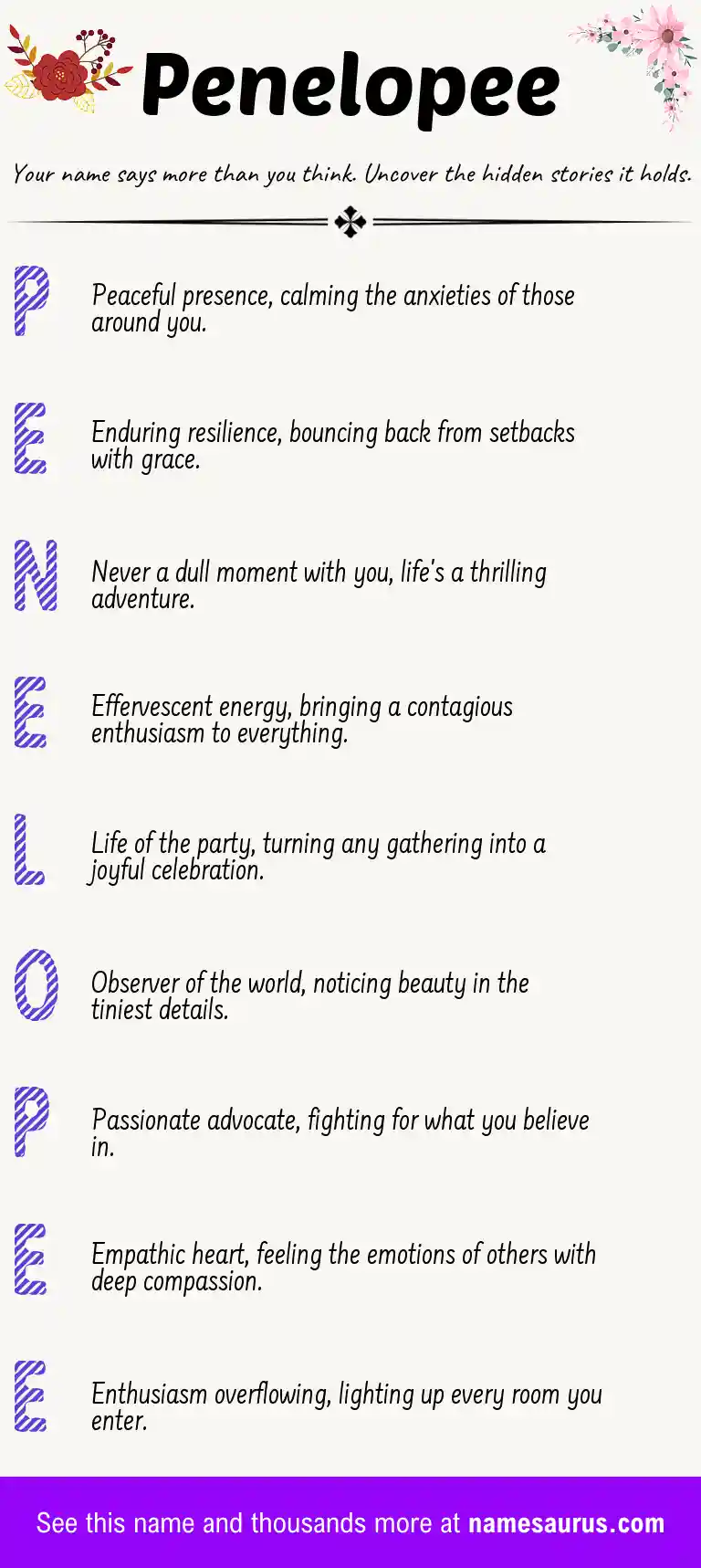 Acrostic poem about Penelopee.