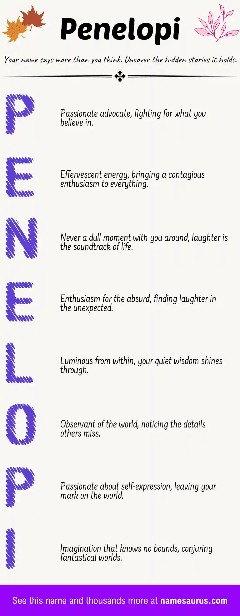 Acrostic poem about Penelopi.