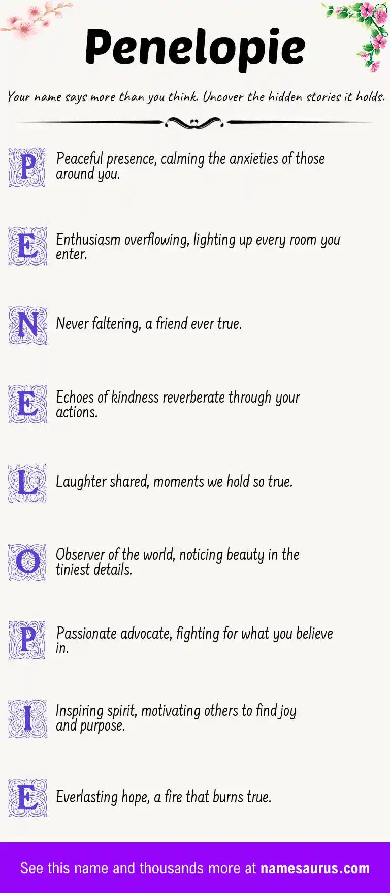 Acrostic poem about Penelopie.
