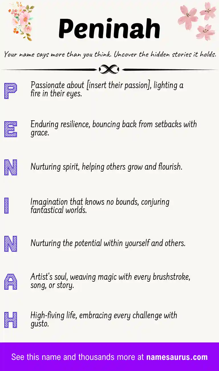 Acrostic poem about Peninah.