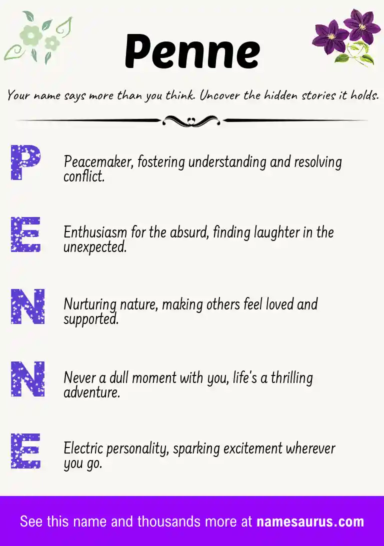 Acrostic poem about Penne.