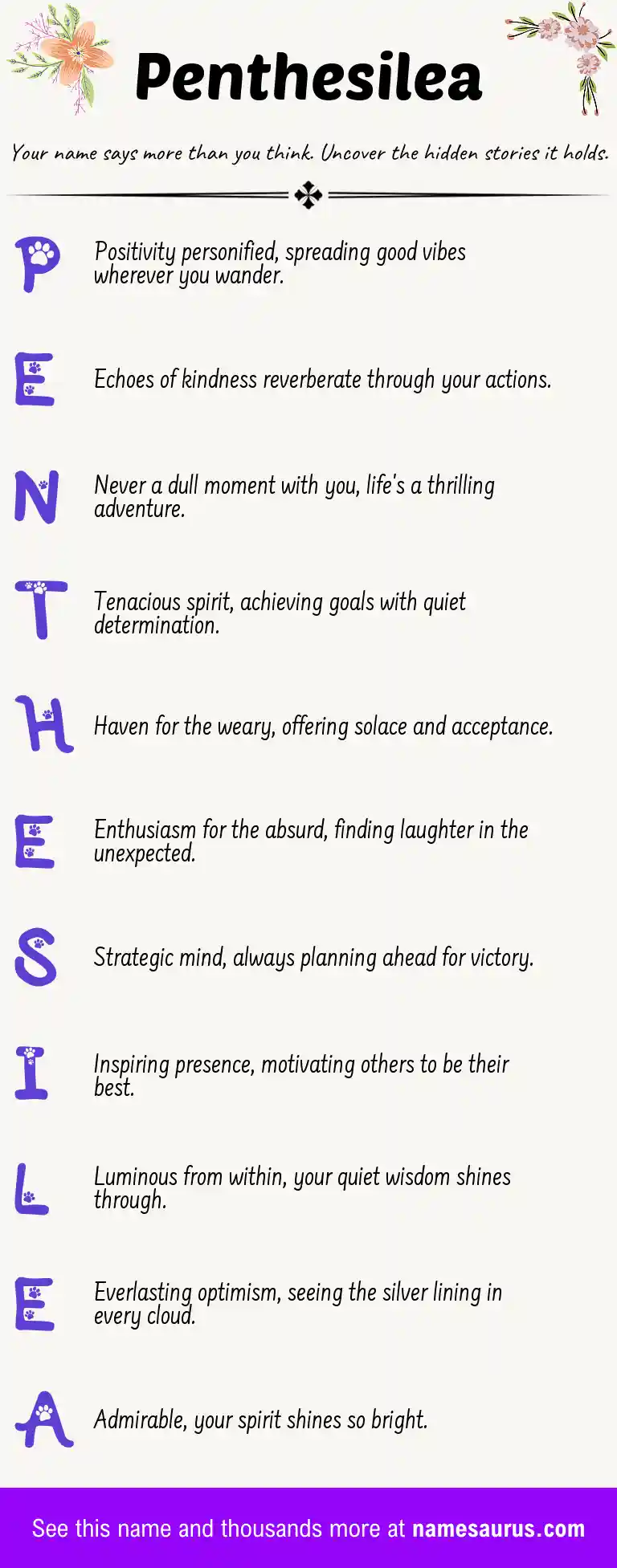 Acrostic poem about Penthesilea.