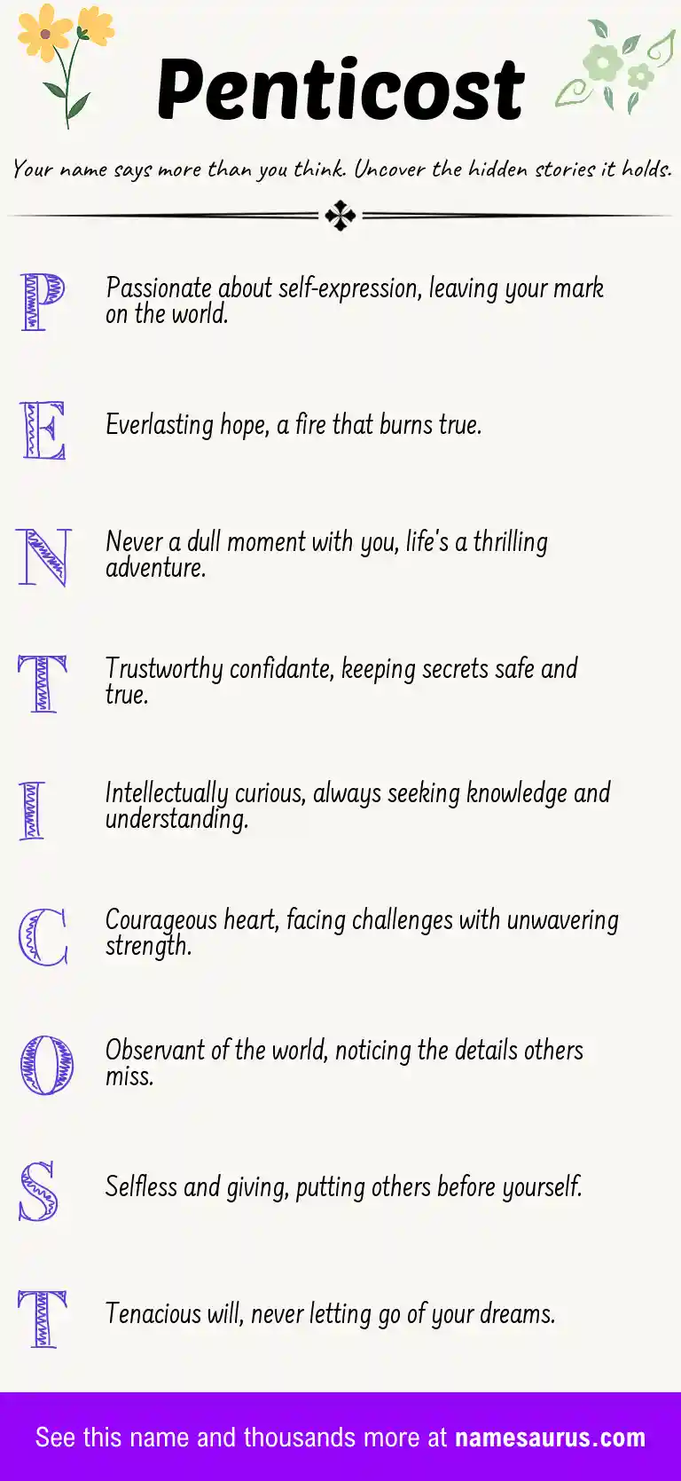 Acrostic poem about Penticost.