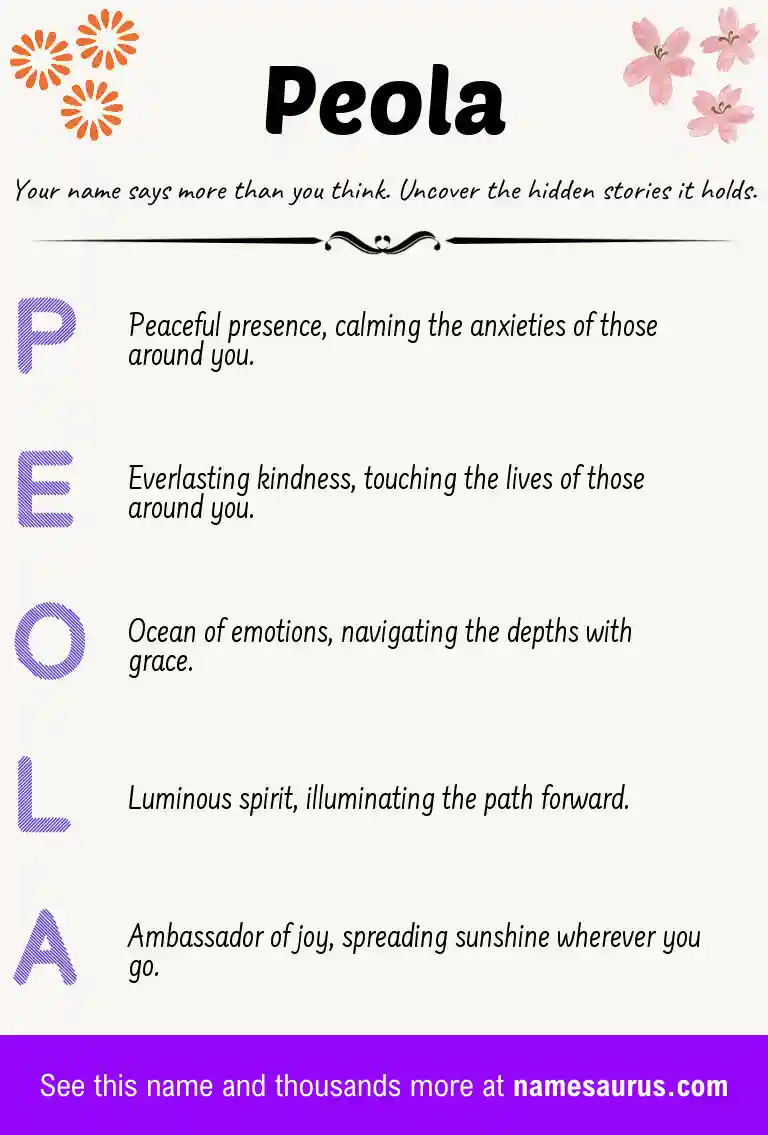 Acrostic poem about Peola.