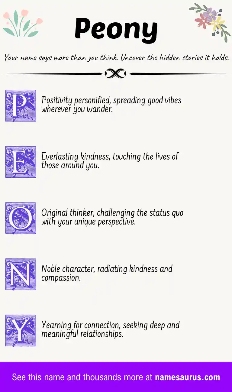 Acrostic poem about Peony.