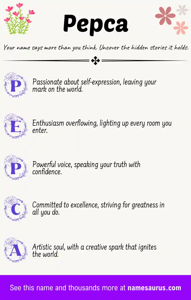 Acrostic poem about Pepca.