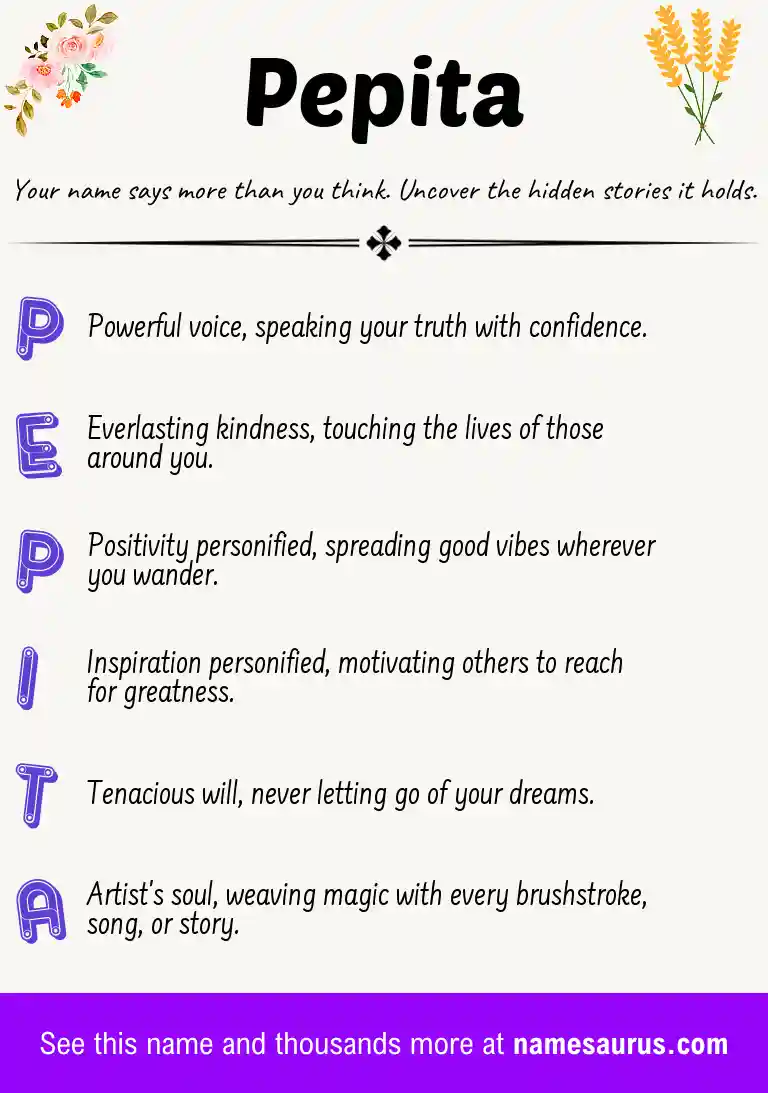 Acrostic poem about Pepita.