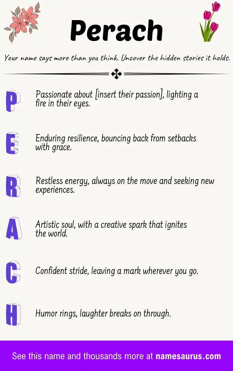 Acrostic poem about Perach.