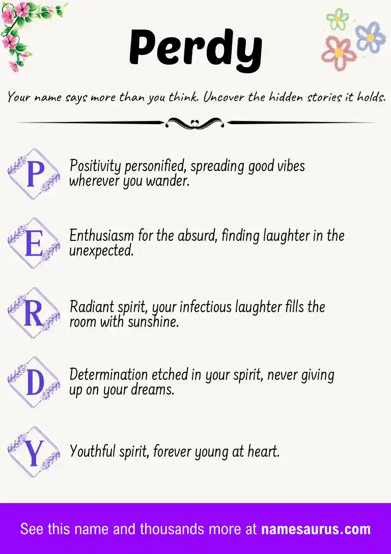 Acrostic poem about Perdy.