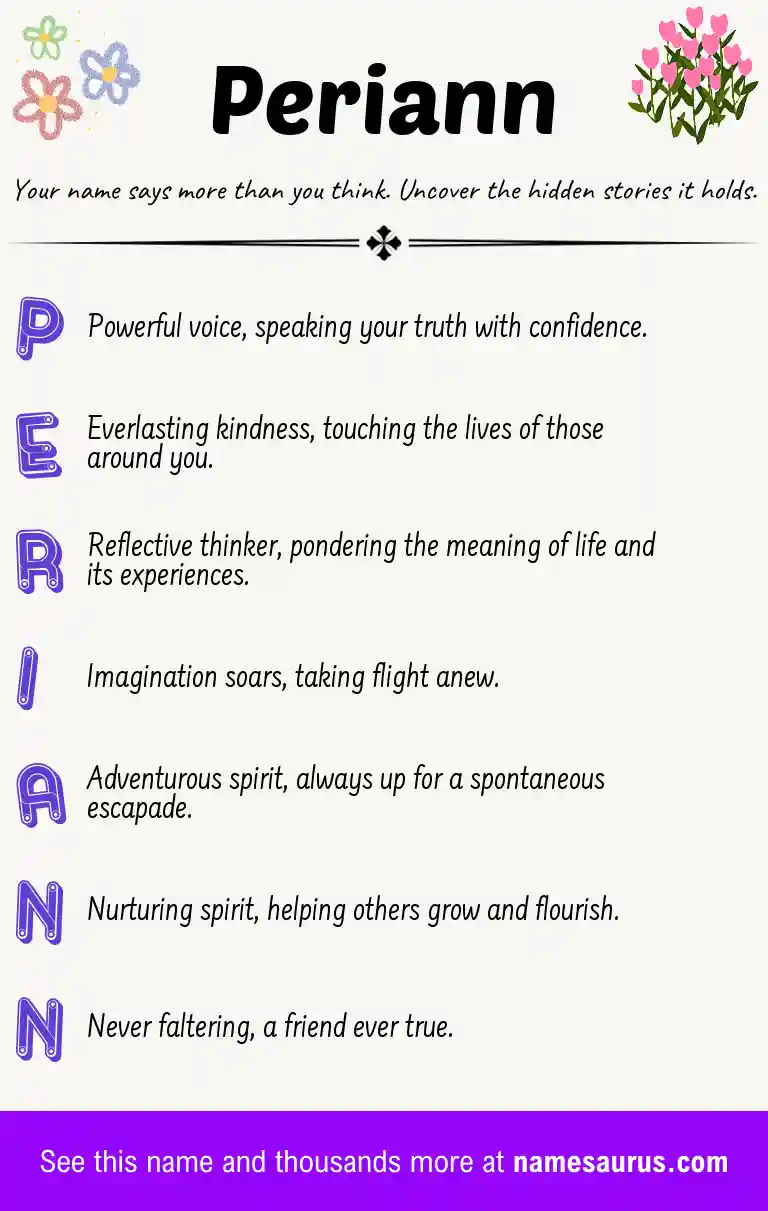 Acrostic poem about Periann.
