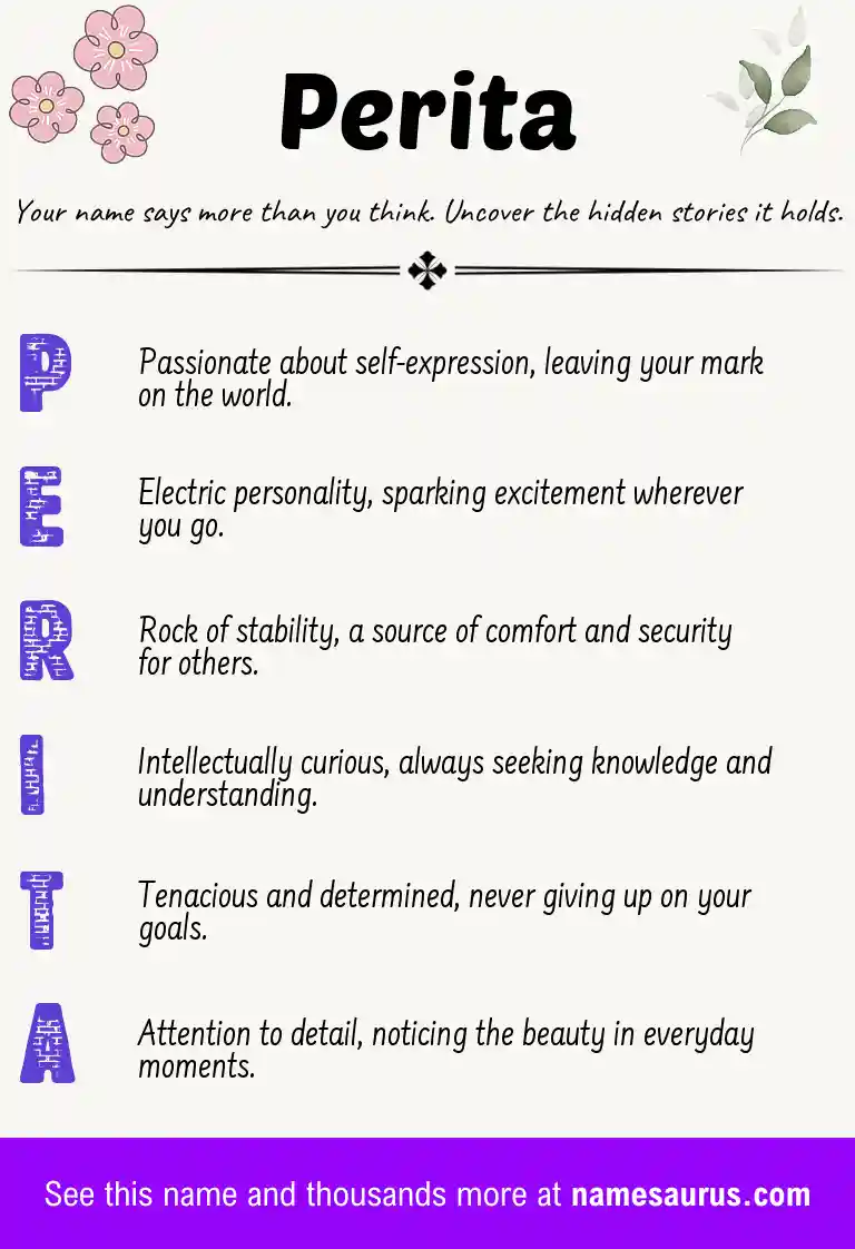 Acrostic poem about Perita.