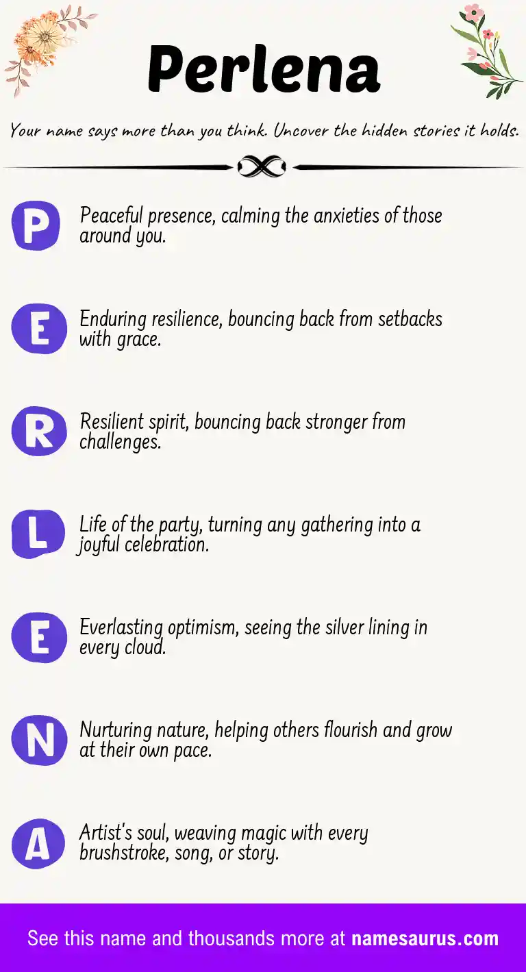 Acrostic poem about Perlena.