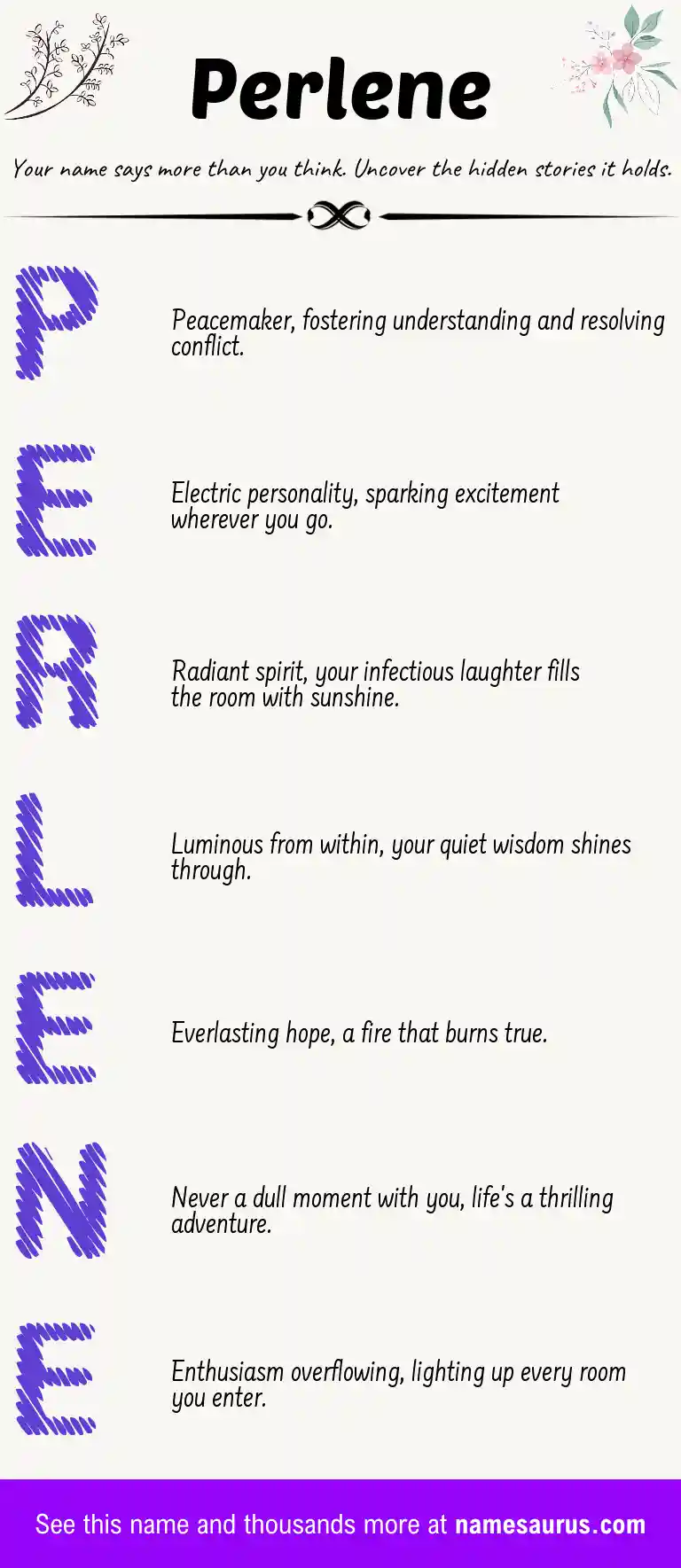 Acrostic poem about Perlene.