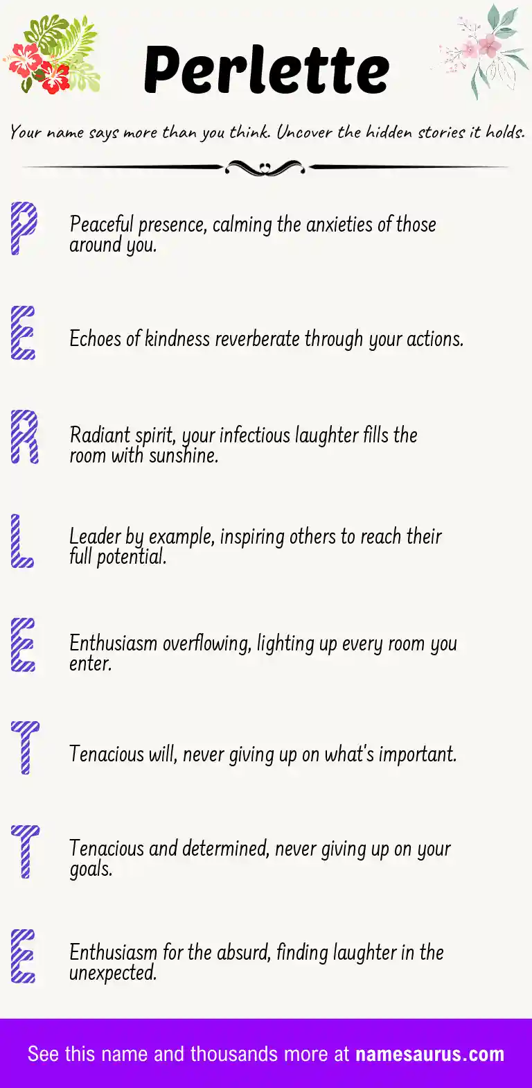 Acrostic poem about Perlette.