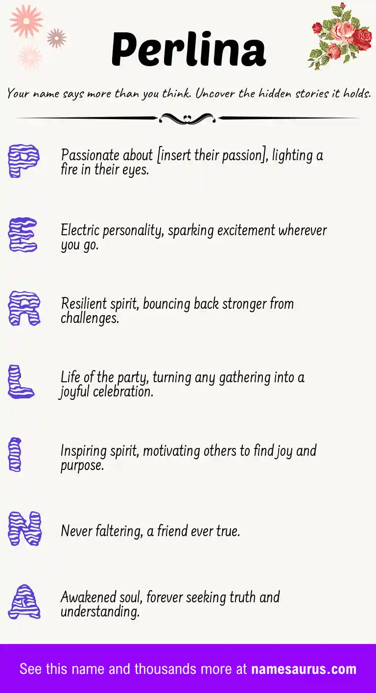 Acrostic poem about Perlina.