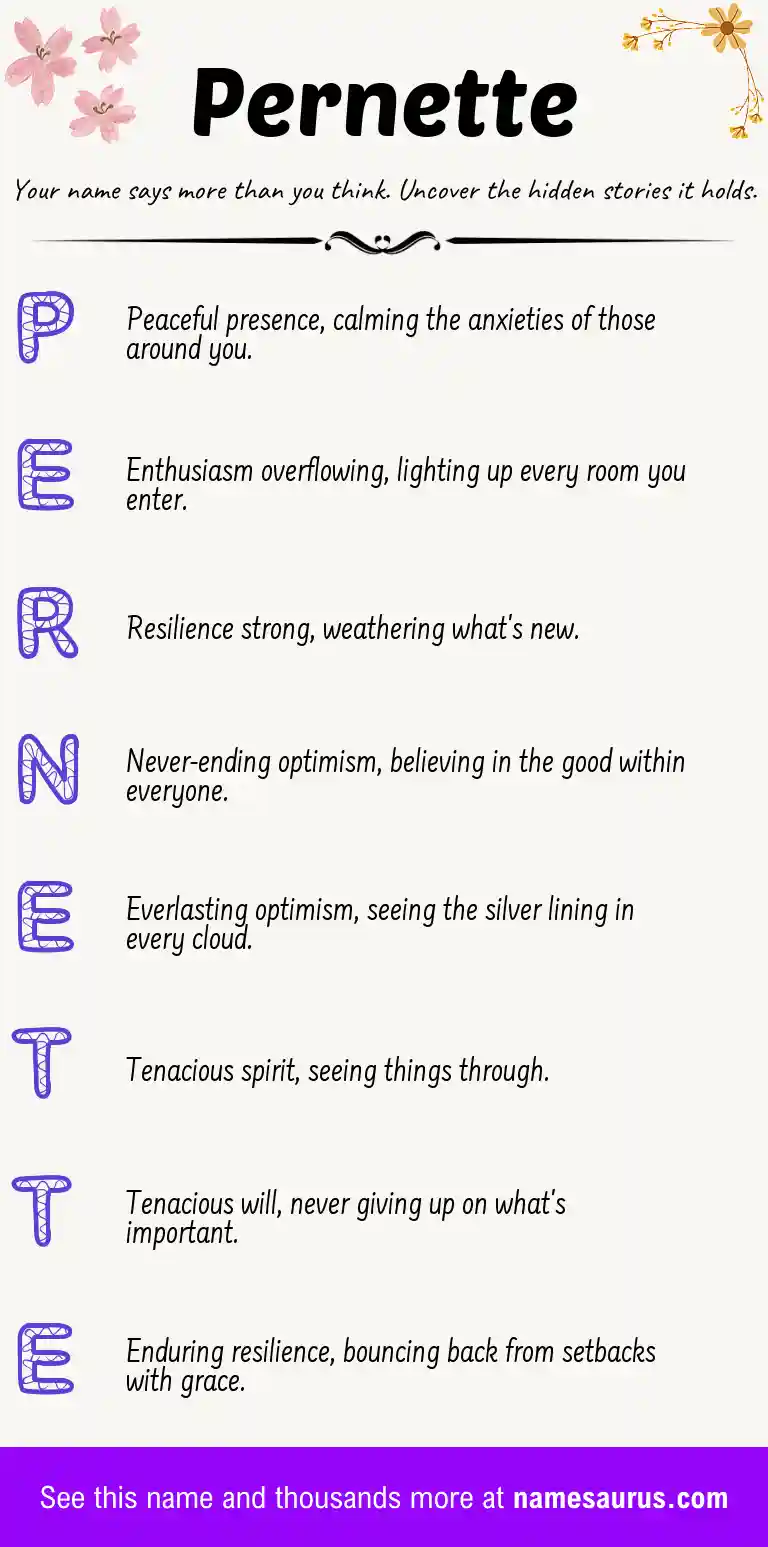 Acrostic poem about Pernette.