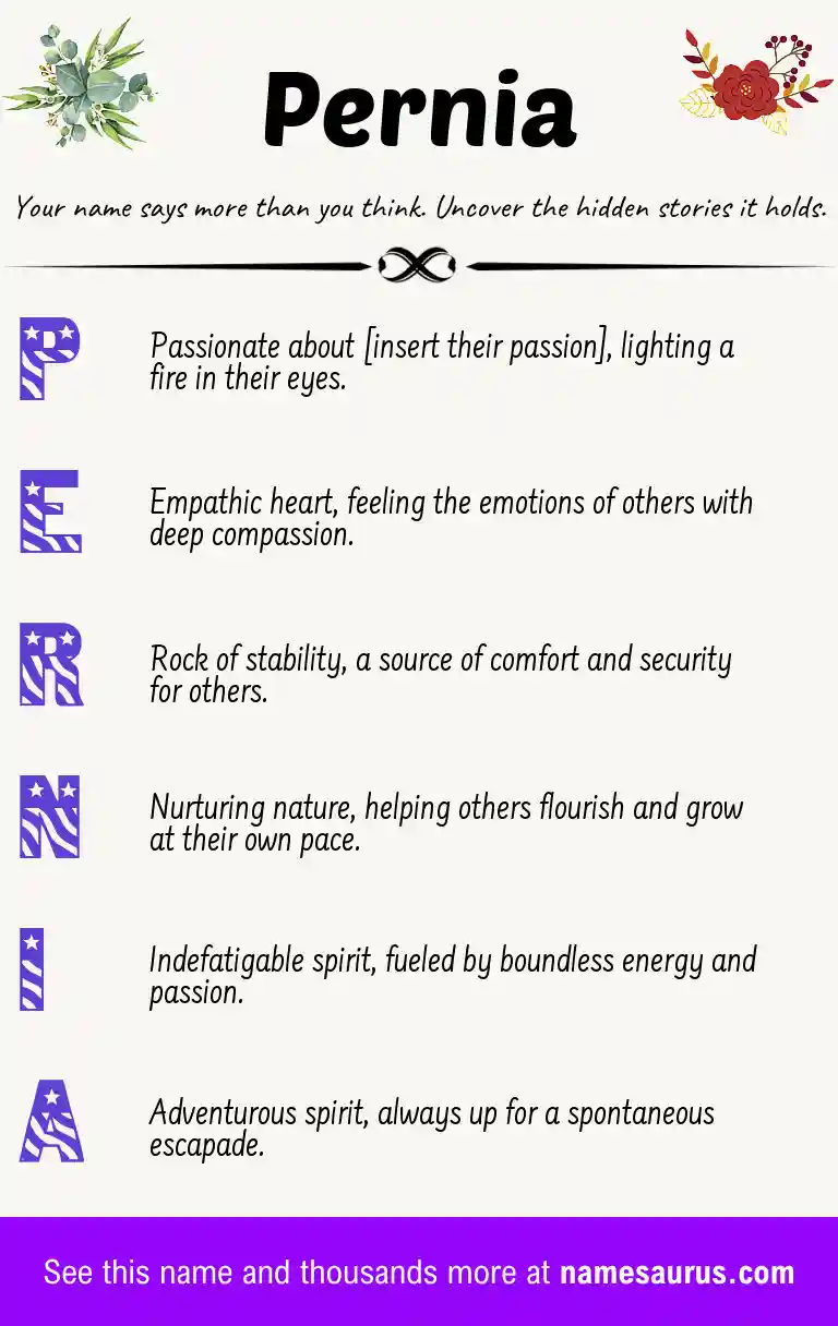 Acrostic poem about Pernia.