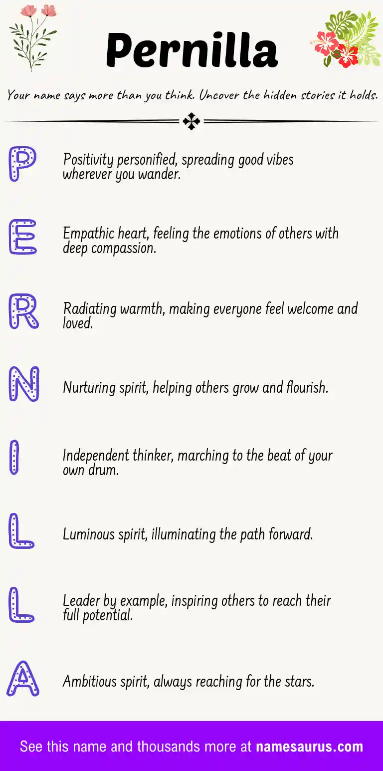 Acrostic poem about Pernilla.