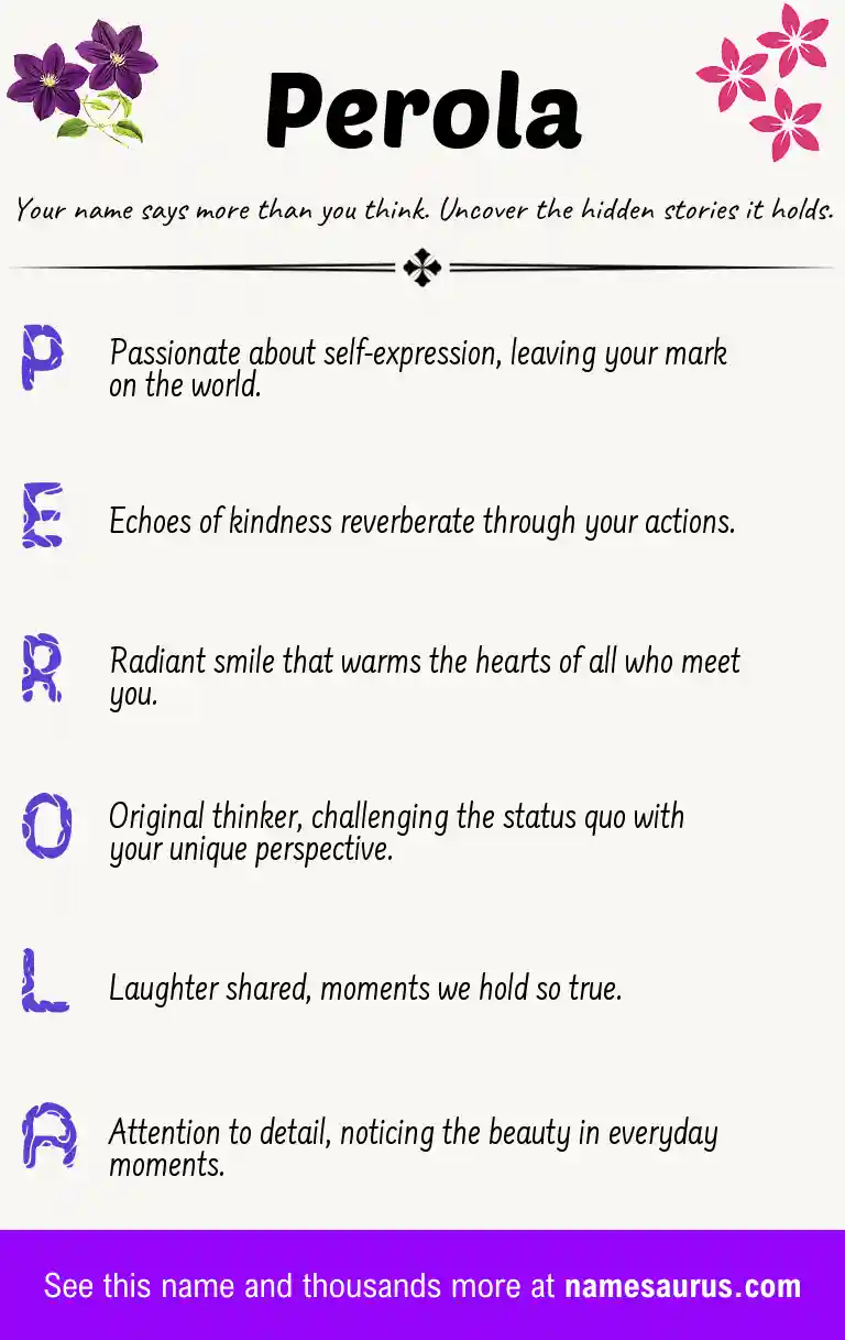 Acrostic poem about Perola.