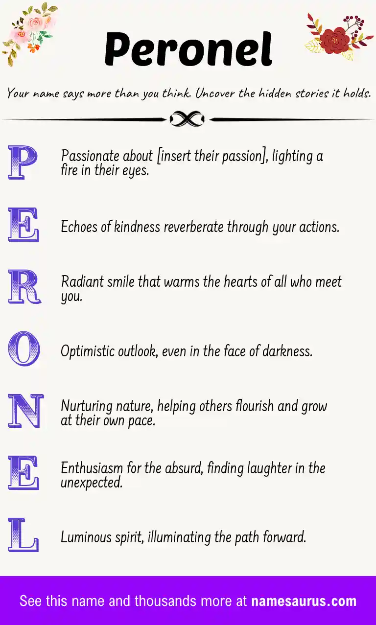 Acrostic poem about Peronel.