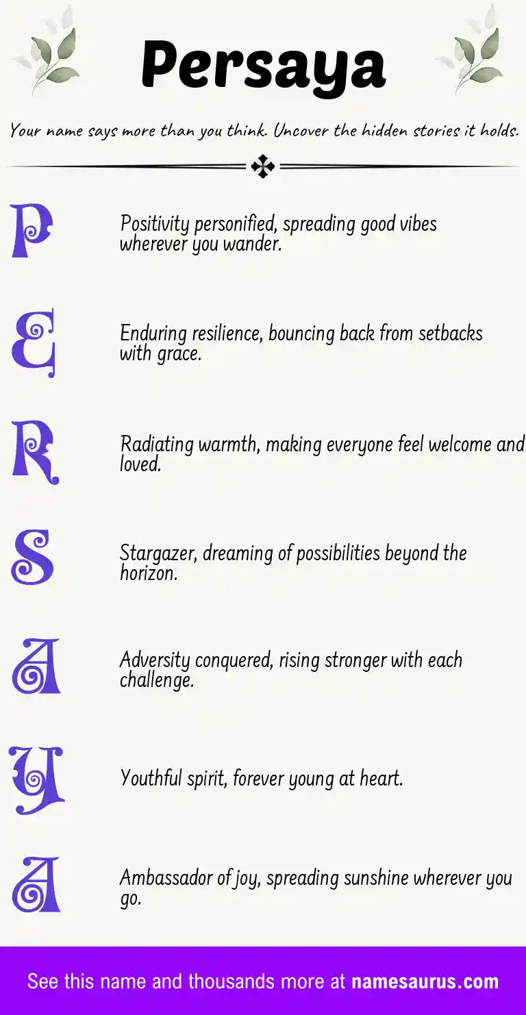 Acrostic poem about Persaya.