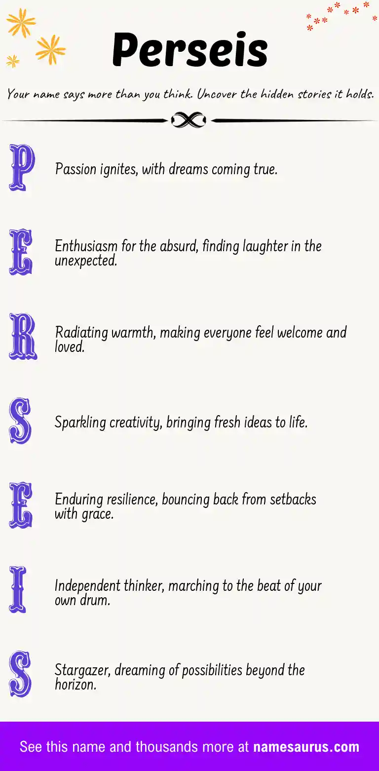 Acrostic poem about Perseis.