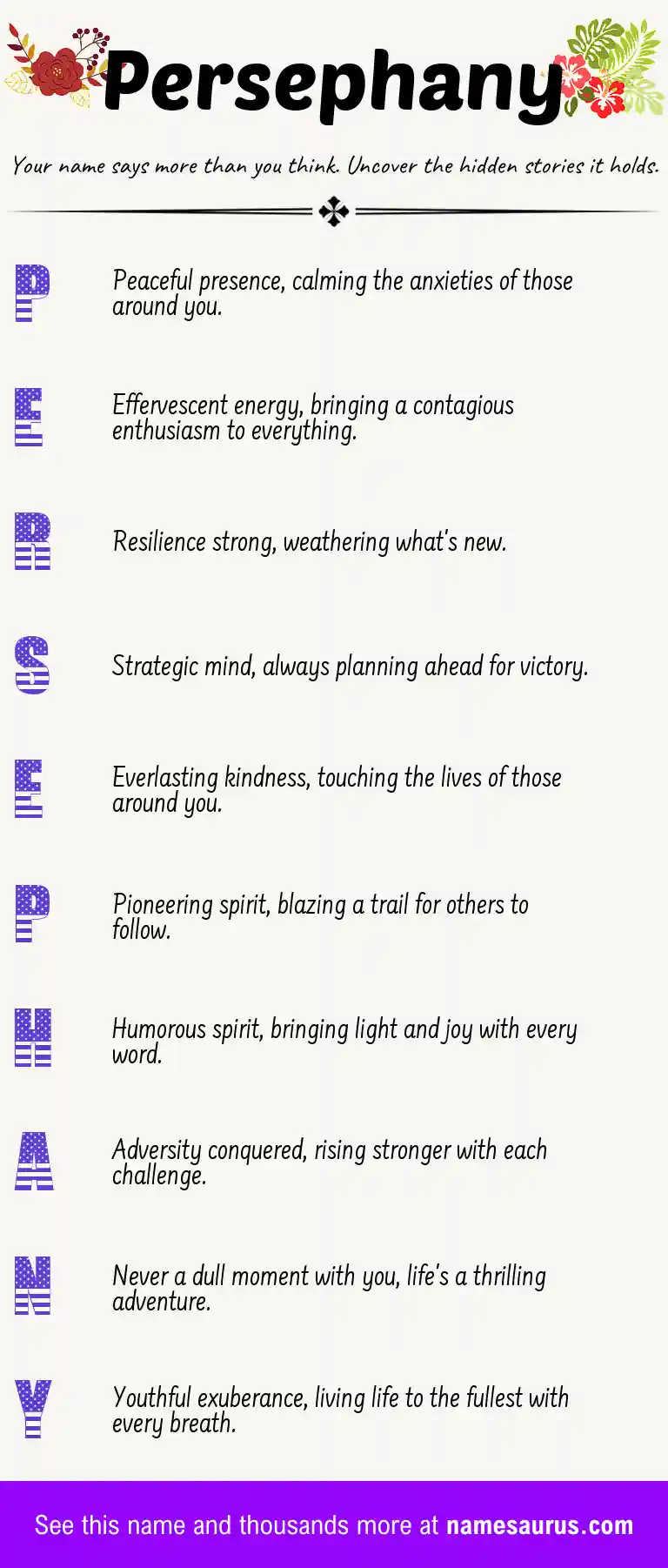 Acrostic poem about Persephany.