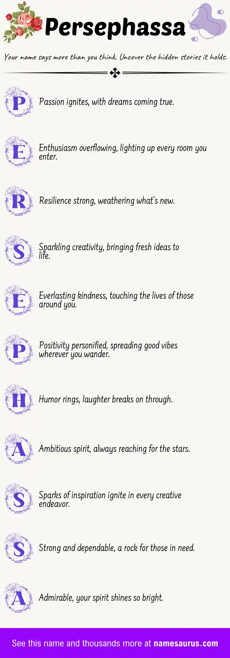 Acrostic poem about Persephassa.