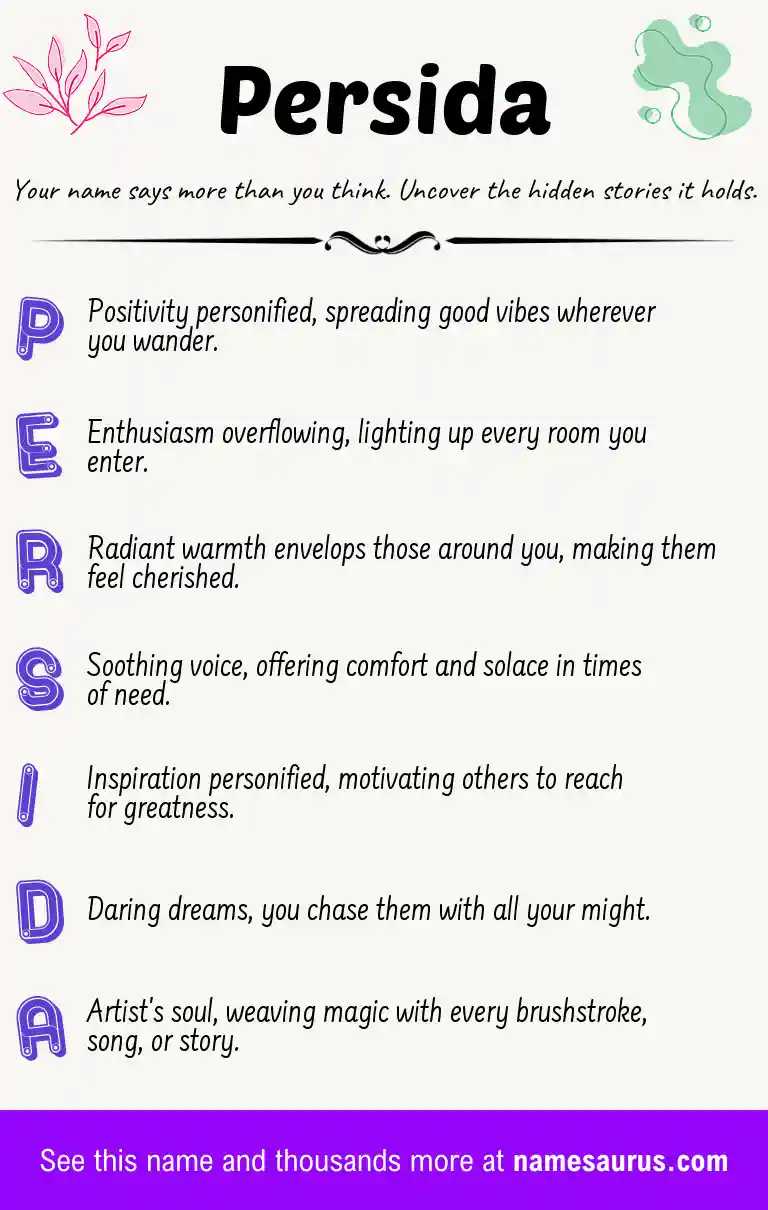 Acrostic poem about Persida.