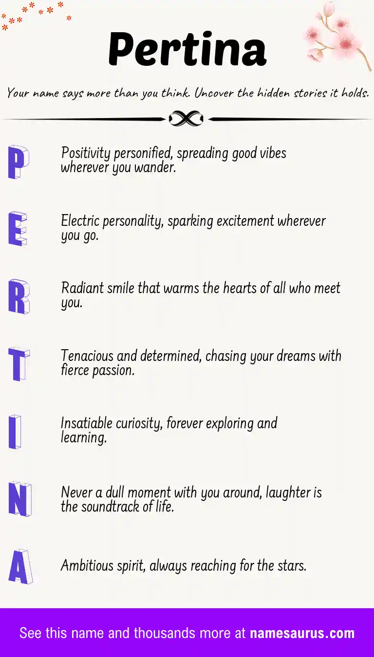 Acrostic poem about Pertina.