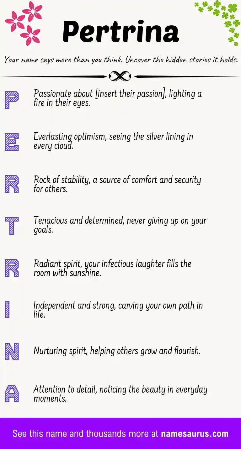 Acrostic poem about Pertrina.