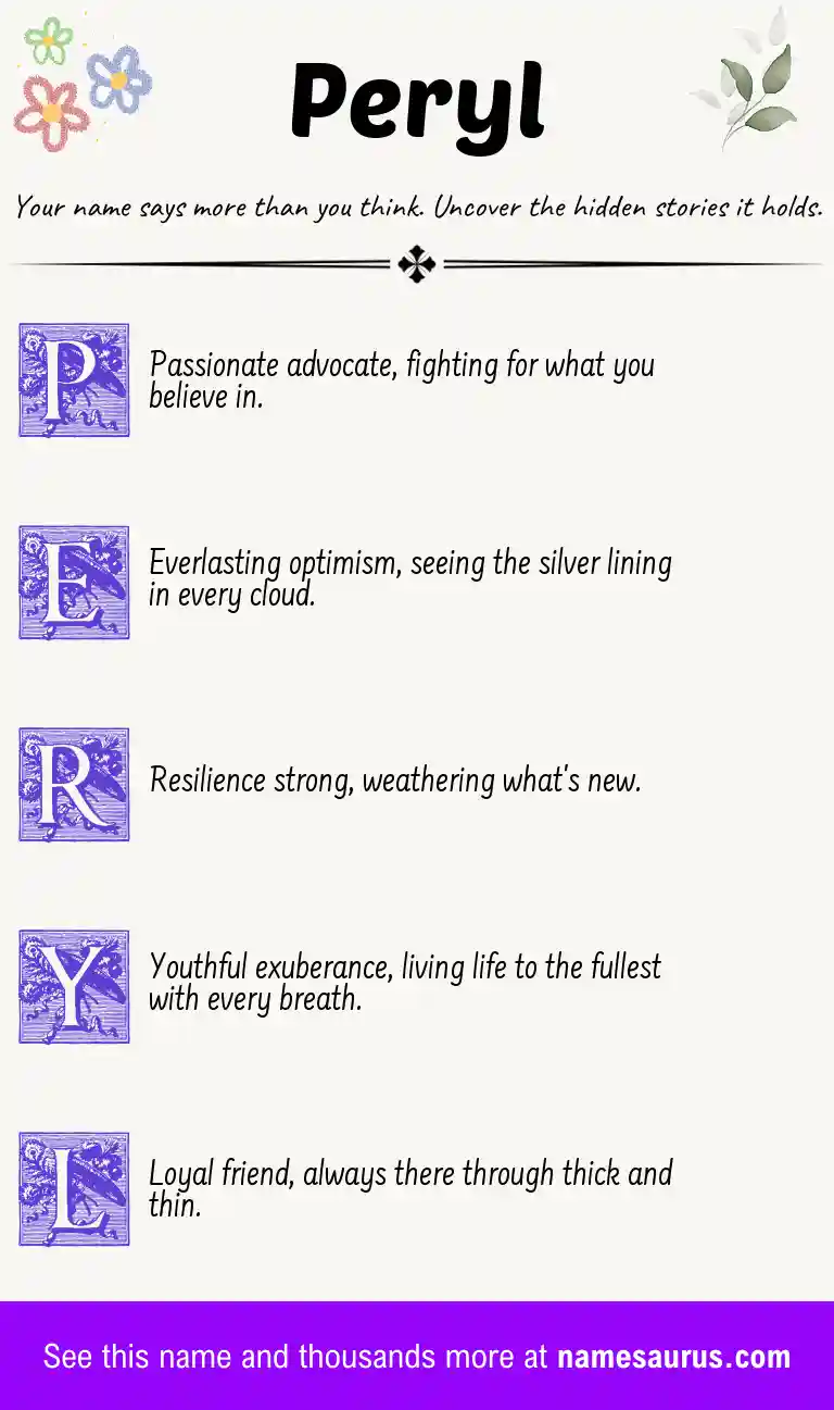 Acrostic poem about Peryl.