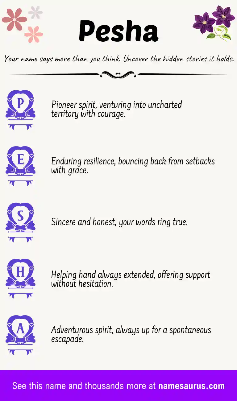 Acrostic poem about Pesha.