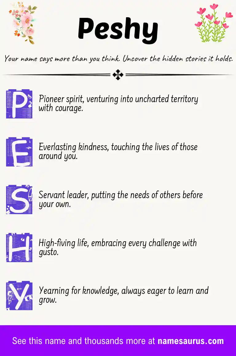 Acrostic poem about Peshy.