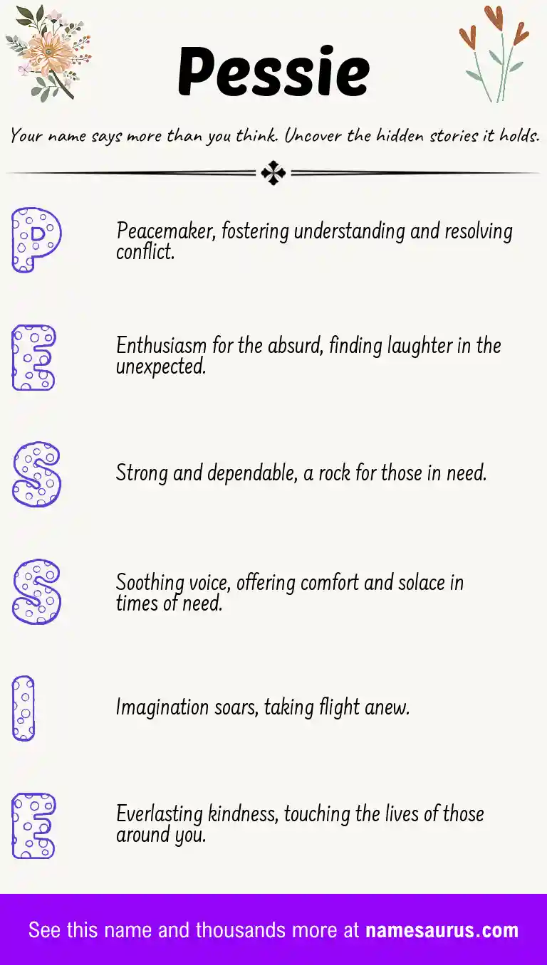 Acrostic poem about Pessie.