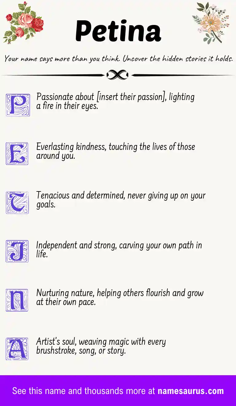 Acrostic poem about Petina.