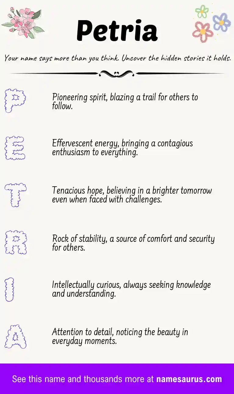 Acrostic poem about Petria.