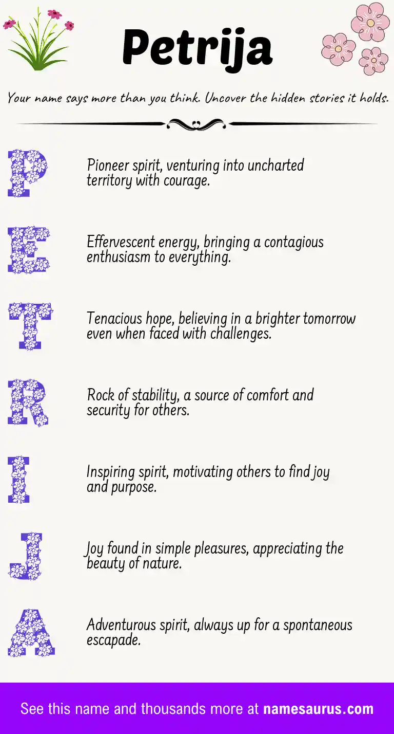 Acrostic poem about Petrija.