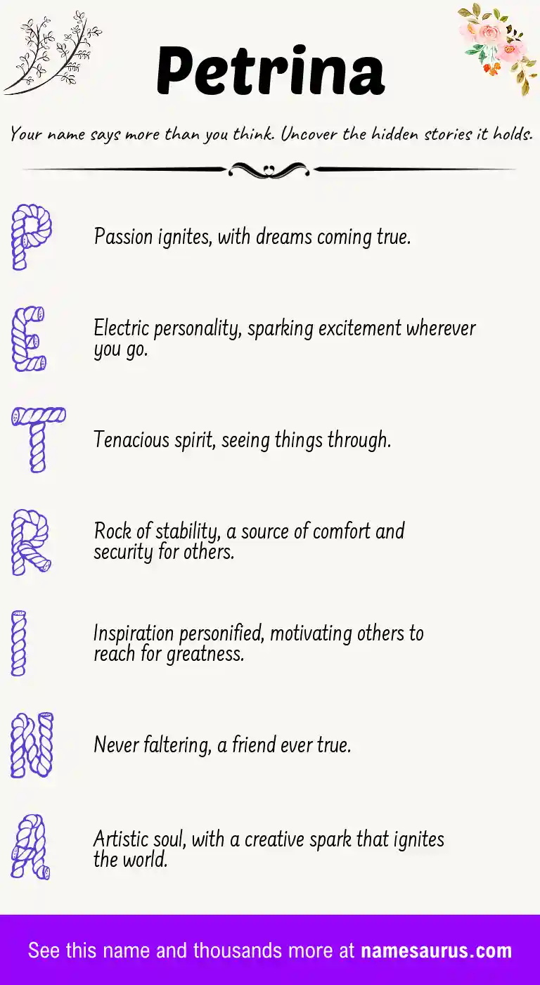 Acrostic poem about Petrina.
