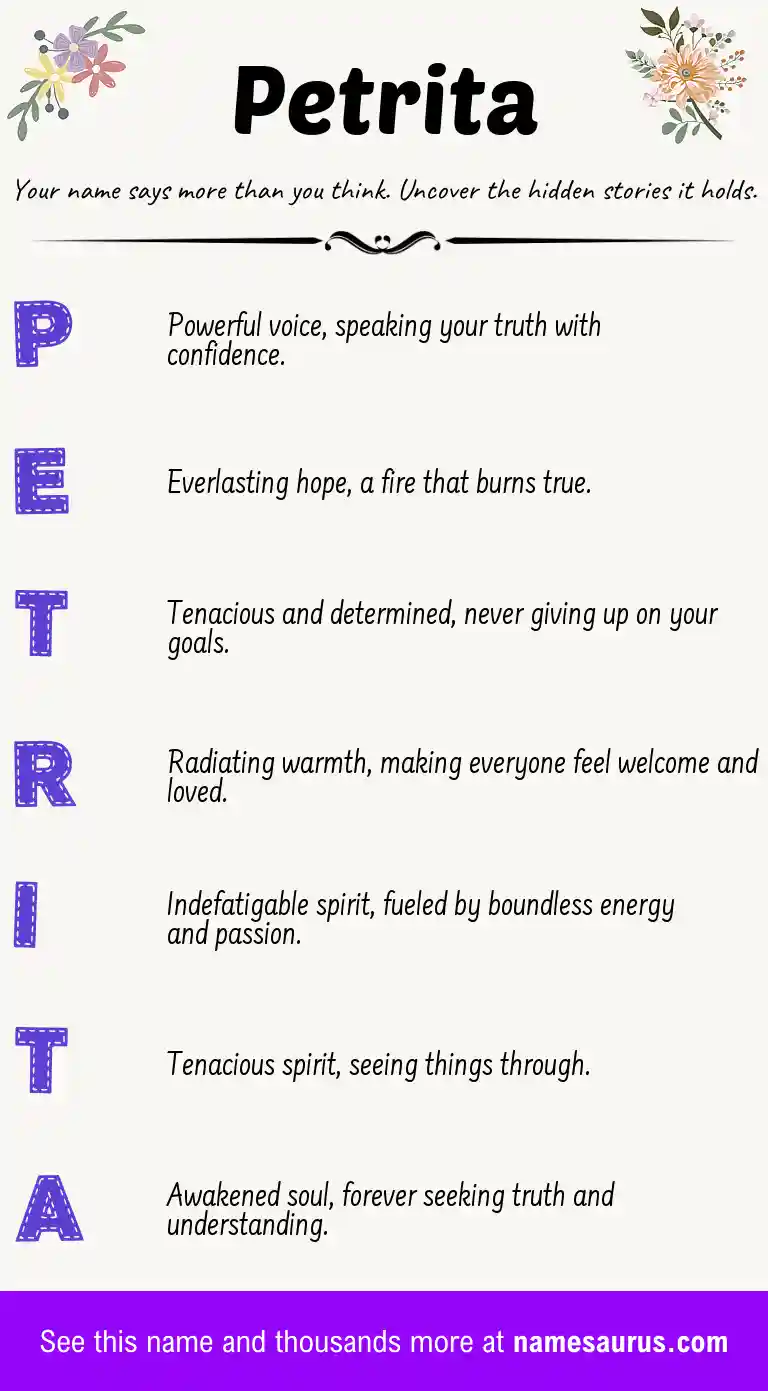 Acrostic poem about Petrita.